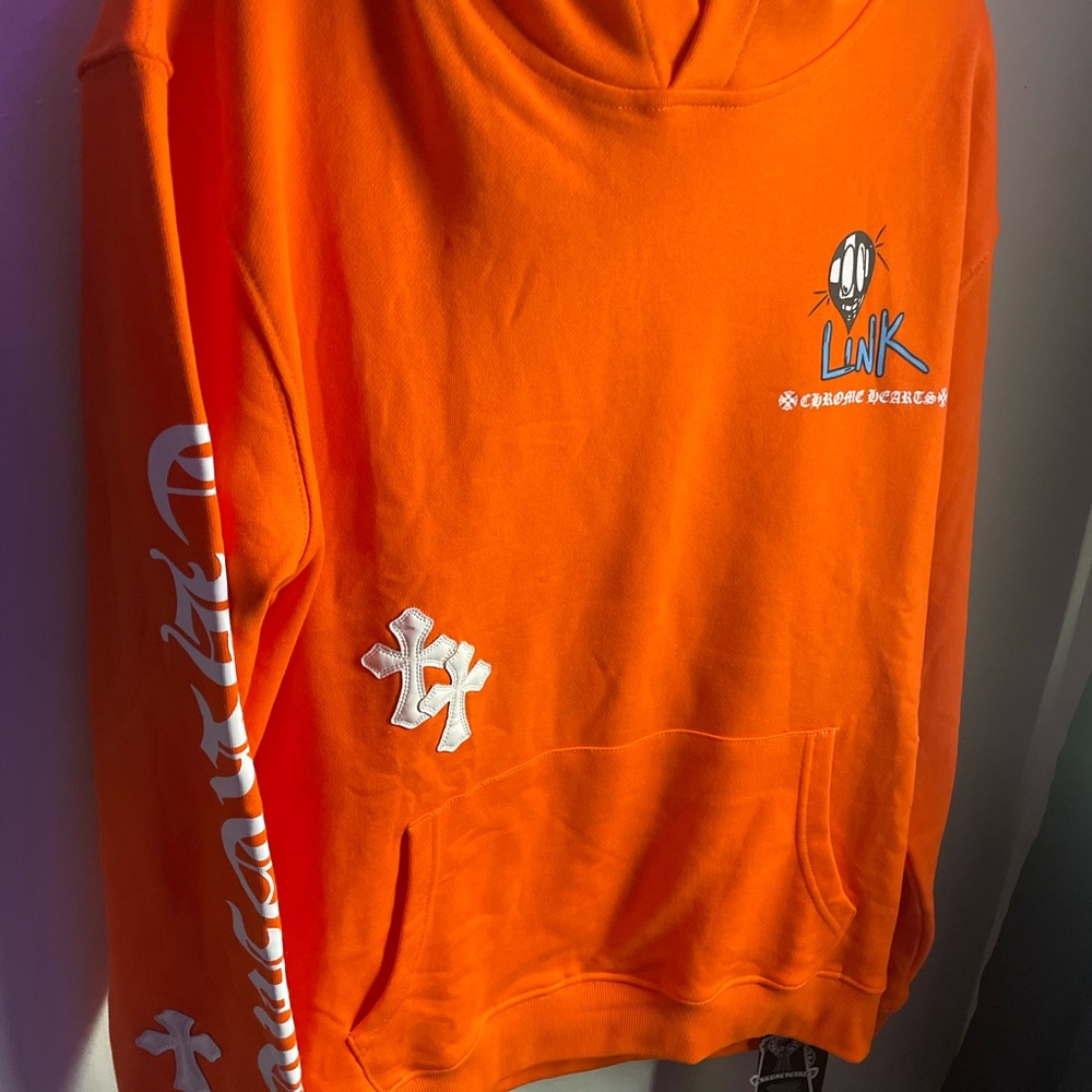 Orange chrome hearts hoodie